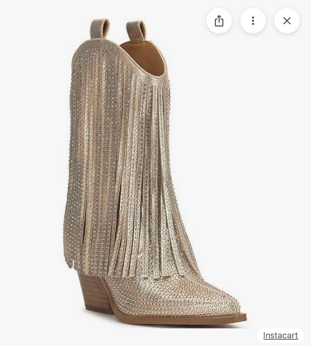 Jessica Simpson Paredisa Rhinestone Fringe Cowboy Booties